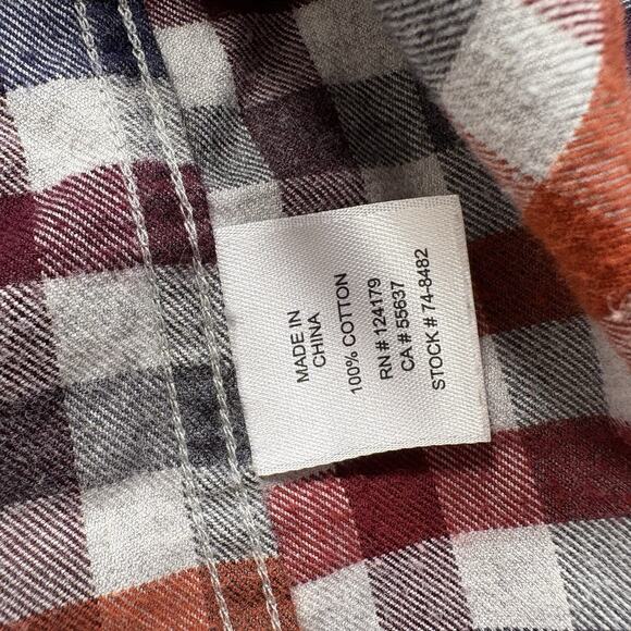 JOHNSON AND MURPHY Shirt Button Up Men Large Blue Red Flip Cuff Cotton (298) - Picture 10 of 10